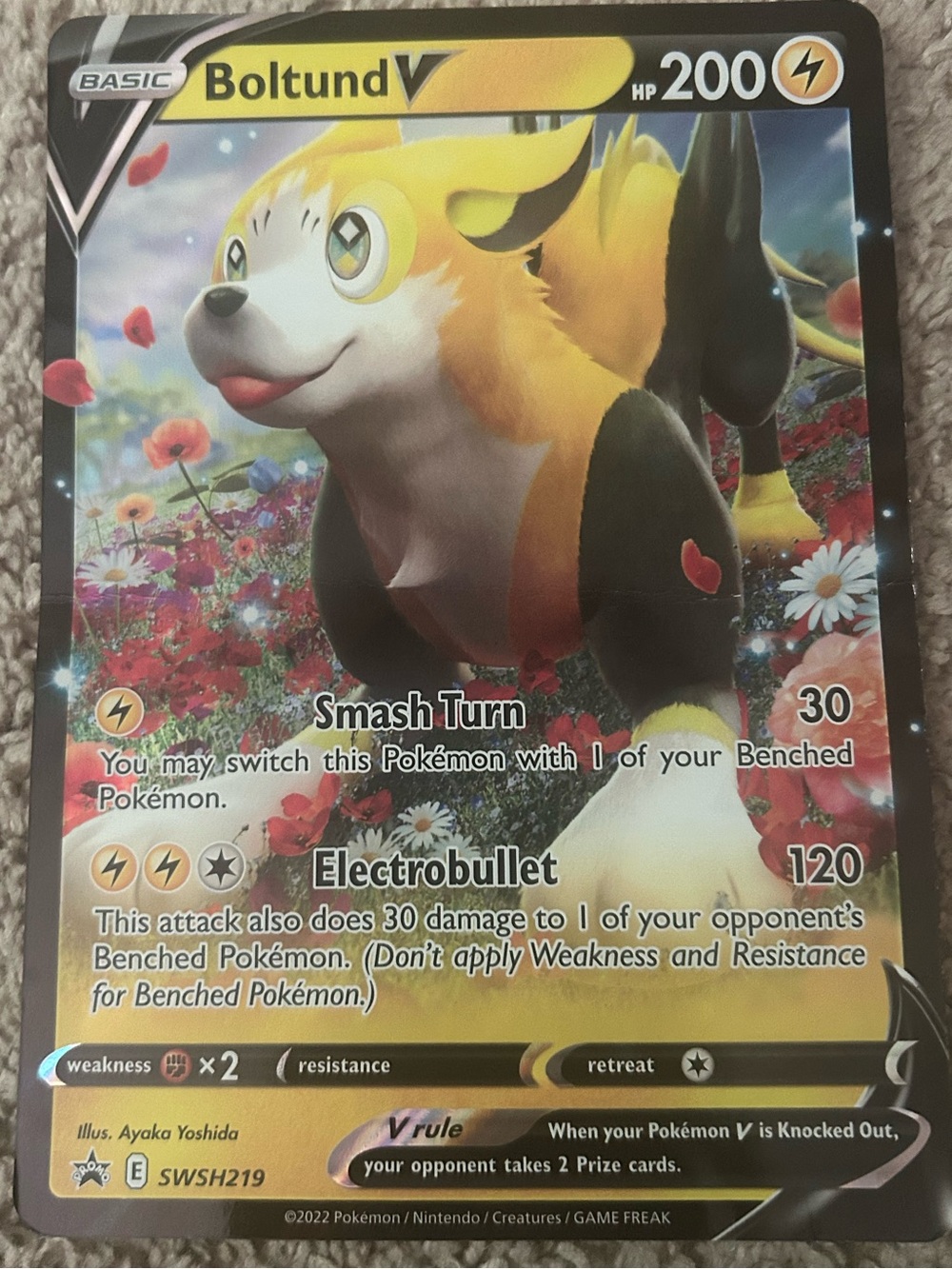 LARGE GENUINE Boltund V Pokémon promo card